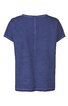 Dunkelblaues T-Shirt ohne Muster, kurzärmlig, gerader Schnitt, Rundhalsausschnitt, sichtbare Naht in der Mitte hinten