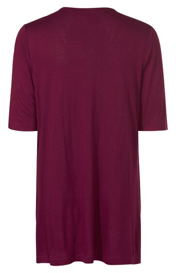 Lila langärmeliges T-Shirt, einfarbig, rundhalsausschnitt, gerade geschnitten, Rückansicht