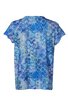 Kurzärmeliges T-Shirt in Blau und Hellblau mit abstraktem Muster, Rundhalsausschnitt, gerade geschnitten