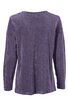 Langärmeliges Damenoberteil in dunkellila, einfarbig, Rundhalsausschnitt, gerade geschnitten, hinten gezeigt