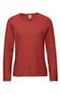 Langärmliges Shirt in rostrot, rundhals, gerade geschnitten, ohne Muster, einfache Kanten