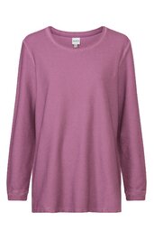 Langärmeliges T-Shirt in altrosa, einfarbig, rundhalsausschnitt, gerade geschnitten