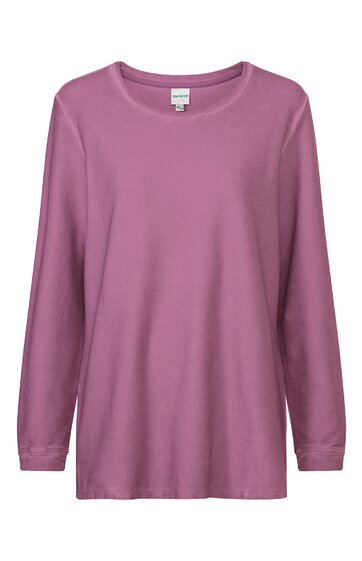 Langärmeliges T-Shirt in altrosa, einfarbig, rundhalsausschnitt, gerade geschnitten