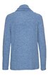 Hellblauer Pullover ohne Muster, langer Ärmel, Stehkragen, hinten gezeigt, gerade geschnitten
