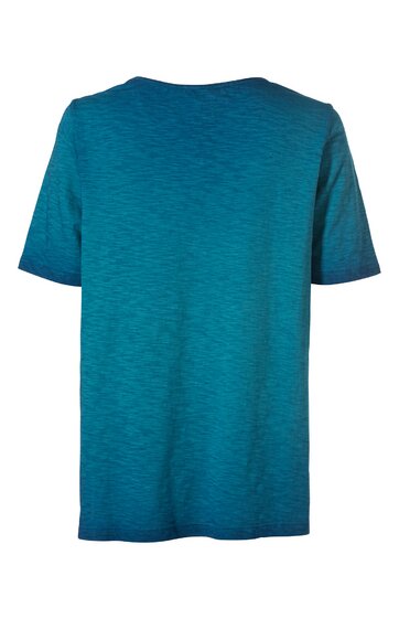 T-Shirt in petrolblau, unifarben, kurze Ärmel, rundhals, gerade geschnitten