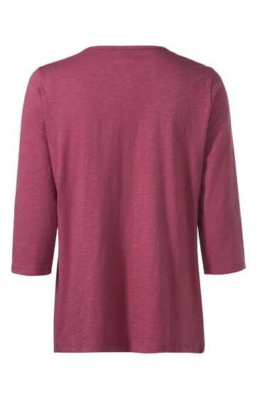 Damen-Shirt in altrosa, unifarben, mit 3/4-Ärmeln, Rundhalsausschnitt, gerade geschnitten, Rückansicht