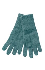 Strickhandschuhe in graugrün, einfarbig, längere Stulpen, fünf Finger, schlichtes Design