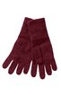 Paar dunkelrote Strickhandschuhe, einfarbig, mit langen Bündchen, fünf Finger, flach liegend nebeneinander