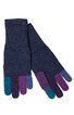 Fingerhandschuhe in dunklem Blau mit mehrfarbigen Fingerspitzen in Türkis, Lila und Violett, geripptes Bündchen, schlichte Form