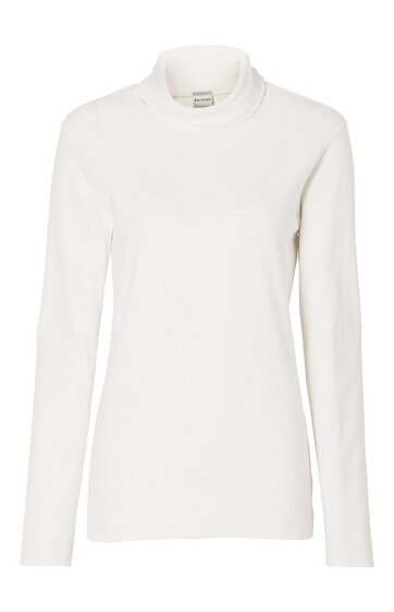 Weißes Langarmshirt, schlicht, mit rollkragen, taillierte Passform, ohne Muster, ohne sichtbare Verzierungen