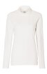 Weißes Langarmshirt, schlicht, mit rollkragen, taillierte Passform, ohne Muster, ohne sichtbare Verzierungen