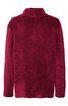 Dunkelroter Pullover ohne Muster, langer Ärmel, Stehkragen, gerade geschnitten