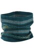 Schlauchschal in petrolblau mit horizontalem mehrfarbigem Norweger-Muster, ohne Verschluss, elastisch, leichte Faltenbildung
