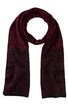 Schal in dunkelweinrot und schwarz mit floraler Musterung, rechteckig, länglich, leichte Struktur, feine Fransen an den Enden