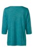 Türkisfarbenes Damenoberteil mit 3-4-Armeln, gerade geschnitten, ohne Muster, keine sichtbaren Details auf der Rückseite