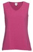 Ärmelloses Damenshirt in kräftigem Pink, V-Ausschnitt, gerade Form, schlichtes Design ohne Muster oder Verzierungen