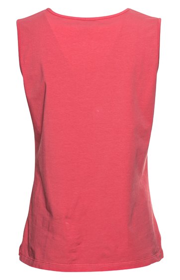 Ärmelloses Tanktop in korallenrot, einfarbig, runder Halsausschnitt, gerade geschnitten