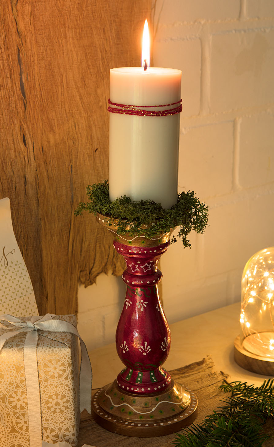 Deko Holz Kerzenhalter Teelichthalter 3-fach STERNE Advent 24 x 16 cm