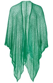 Offene Strickjacke, grün, transparent, locker fallend, asymmetrischer Saum, lange Ärmel