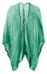 Grüner, offener Poncho mit lockerem Strickmuster, asymmetrischer Saum, ohne Verschluss
