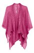 Pinkfarbener leicht transparenter Poncho mit offener Front, locker fallend, asymmetrischer Saum mit zackigem Muster