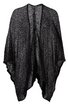 Schwarzer Poncho mit locker fallendem Schnitt, offen vorne, lange weite Ärmel, leicht strukturierte Oberfläche