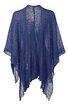 Offenes, locker fallendes Poncho in dunkelblau, feines, transparentes Strickmuster, asymmetrischer Saum, ohne Verschluss