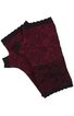 Fingerlose Handschuhe in dunkelrot mit schwarzem floralen Muster, schwarze Bündchen, gerippt, elastisch, ohne Fingerspitzen, kurze Länge