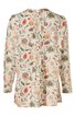 Langärmlige Bluse in Cremeweiß mit buntem Blumenmuster, Rundhals, Knopfleiste rückseitig, gerade geschnitten, locker fallend
