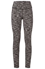 Sportleggings in grauem Melange-Muster, eng anliegend, hoher elastischer Bund, lang geschnitten