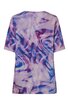 Kurzärmeliges Shirt in flieder, violett und blau, abstraktes Muster, Rundhalsausschnitt, lockere Passform