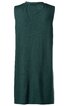 Ärmelloser langer Pulloverkleid in dunkelgrün, rundhalsausschnitt, gerade Form ohne Muster, hinten gezeigt