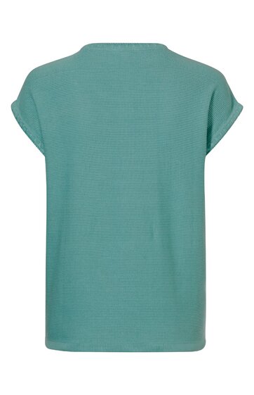 T-Shirt in mintgrün, einfarbig, kurze gekrempelte Ärmel, rundhalsausschnitt, gerade geschnitten