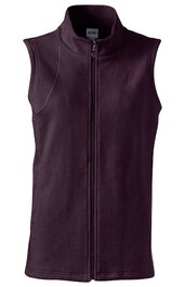 Ärmellose Weste in dunkelviolett, durchgehender Reißverschluss, Stehkragen, schmal geschnitten