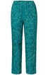 Hose in Petrol mit weißem Blattmuster, elastischer Bund, gerade geschnitten, knöchellang