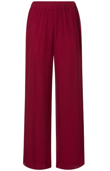 Dunkelrote lange Hose, gerade geschnitten, elastischer Bund, ohne Muster oder zusätzliche Details
