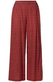 Weite Damenhose in rostrot mit kleinem Karomuster, hoher Bund, gerade geschnitten, lange Hosenbeine