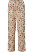Hose in Beige mit buntem, geometrischem Fliesenmuster, gerader Schnitt, elastischer Bund, lang, ohne sichtbare Verschlüsse