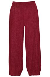 Rote, lange Hose mit elastischem Bund, gerader Schnitt, schmal zulaufende Beine mit Bündchen, kein Muster, schlichtes Design