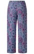Locker geschnittene lange Hose in flieder mit floralem Muster in Rosa und Dunkelblau, elastischer Bund