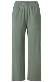 Locker geschnittene Hose in Salbeigrün, elastischer Bund, gerade Beine, ohne Muster oder zusätzliche Details