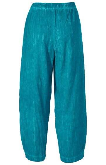 Locker geschnittene Freizeit-Hose türkis, einfarbig, elastischer Bund, gerade Beine, knöchellang