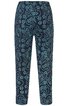 Dunkelblaue Hose mit hellblauem Punkten- und Blumenmuster, gerade geschnitten, elastischer Bund, knöchellang
