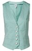 Ärmellose, hellemintfarbene Weste mit V-Ausschnitt, sechs weißen Knöpfen, zwei seitlichen Taschen, taillierte Form