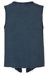 Ärmellose Weste in dunkelblau ohne Muster, Rundhalsausschnitt, gerade geschnitten, hinten leicht verlängert mit Schlitz