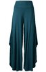 Hose in dunkelpetrol, weite Beine mit verlängerter, asymmetrischer Form an den Seiten, elastischer Bund, fließender Stoff