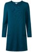 Langärmeliges Kleid in petrol, schlicht, rundhalsausschnitt, zwei seitliche Taschen, gerade Passform