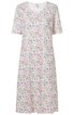 Weißes Kleid mit buntem Blüten- und Blumenmuster, V-Ausschnitt, kurze Ärmel, knielang, gerade geschnitten
