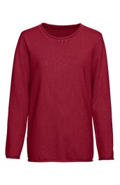 Langärmliges Shirt in weinrot, unifarben, Rundhalsausschnitt, gerade geschnitten, keine weiteren sichtbaren Details