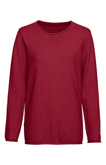 Langärmliges Shirt in weinrot, unifarben, Rundhalsausschnitt, gerade geschnitten, keine weiteren sichtbaren Details